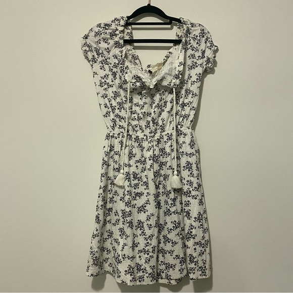 Roxy Medium White Lightweight Summer Dress Black Floral Pattern - Picture 5 of 14